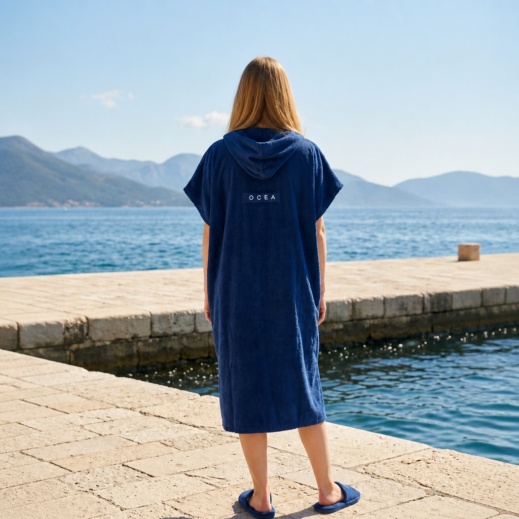 OCEA Premium Cotton Changing Poncho – Navy