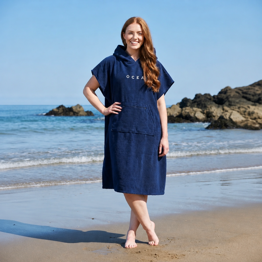 OCEA Premium Cotton Changing Poncho – Navy